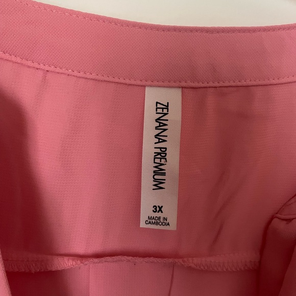 Zenana Outfitters Pink Cuffed Sleeve Blouse Relaxed Fit - Picture 2 of 3